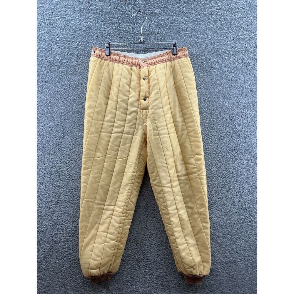 Ice King Vintage 1960s Yellow Skiing Insulated Undersuit Nylon Pants Adult Size